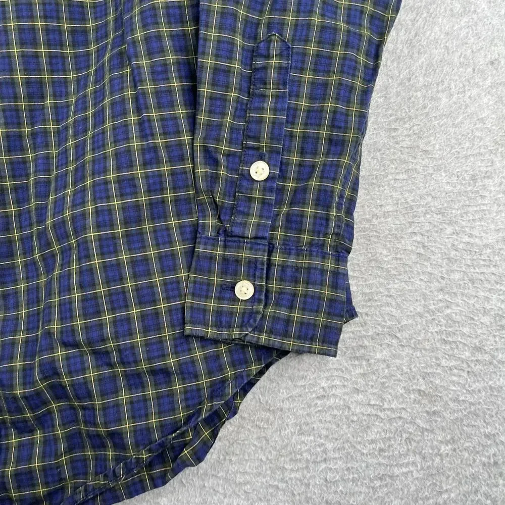Ralph Lauren Long Sleeve Button Up Shirt Youth Boys Medium Blue Green Plaid